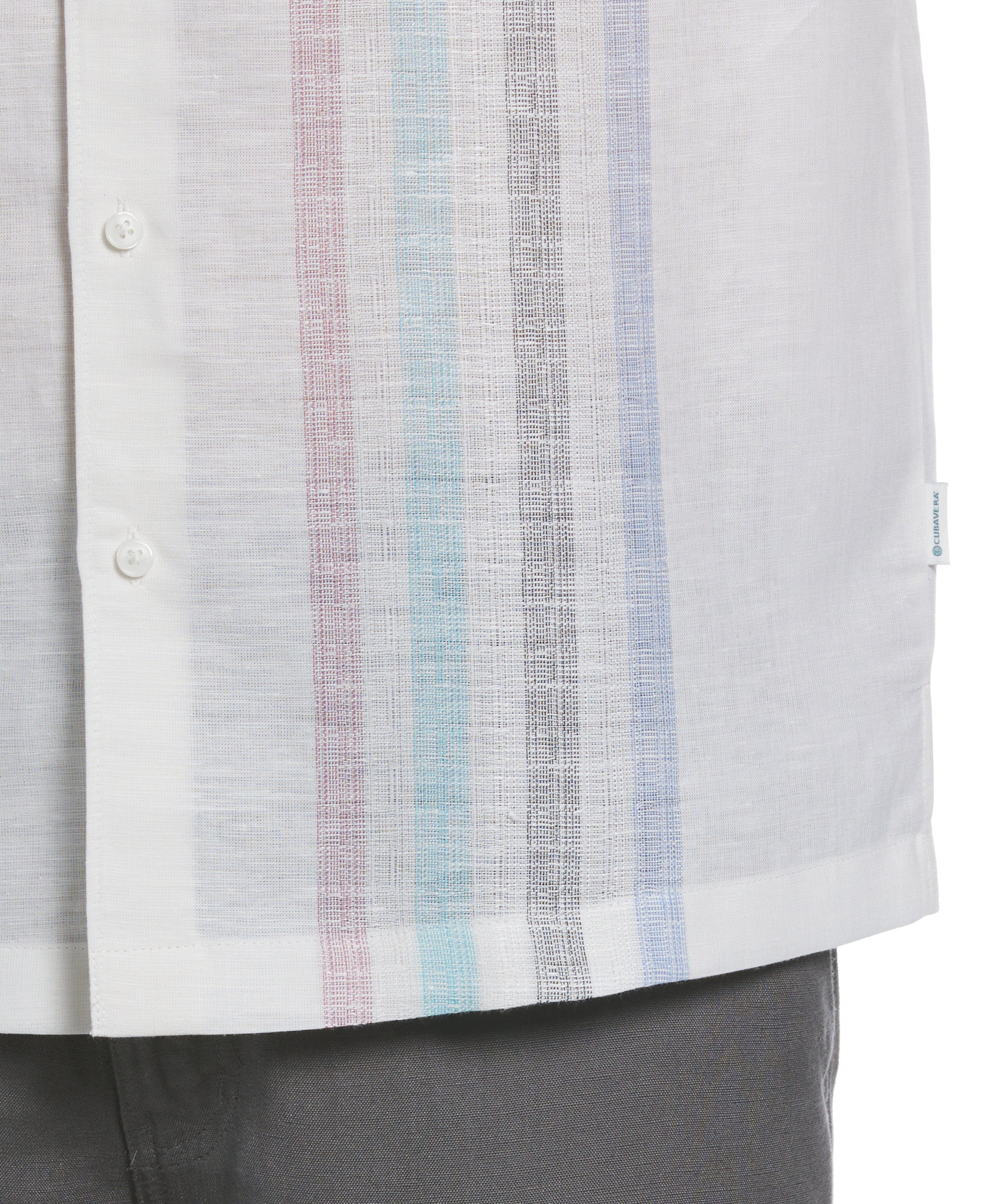 Big & Tall Linen Blend Yarn Dye Panel Shirt - Image 3