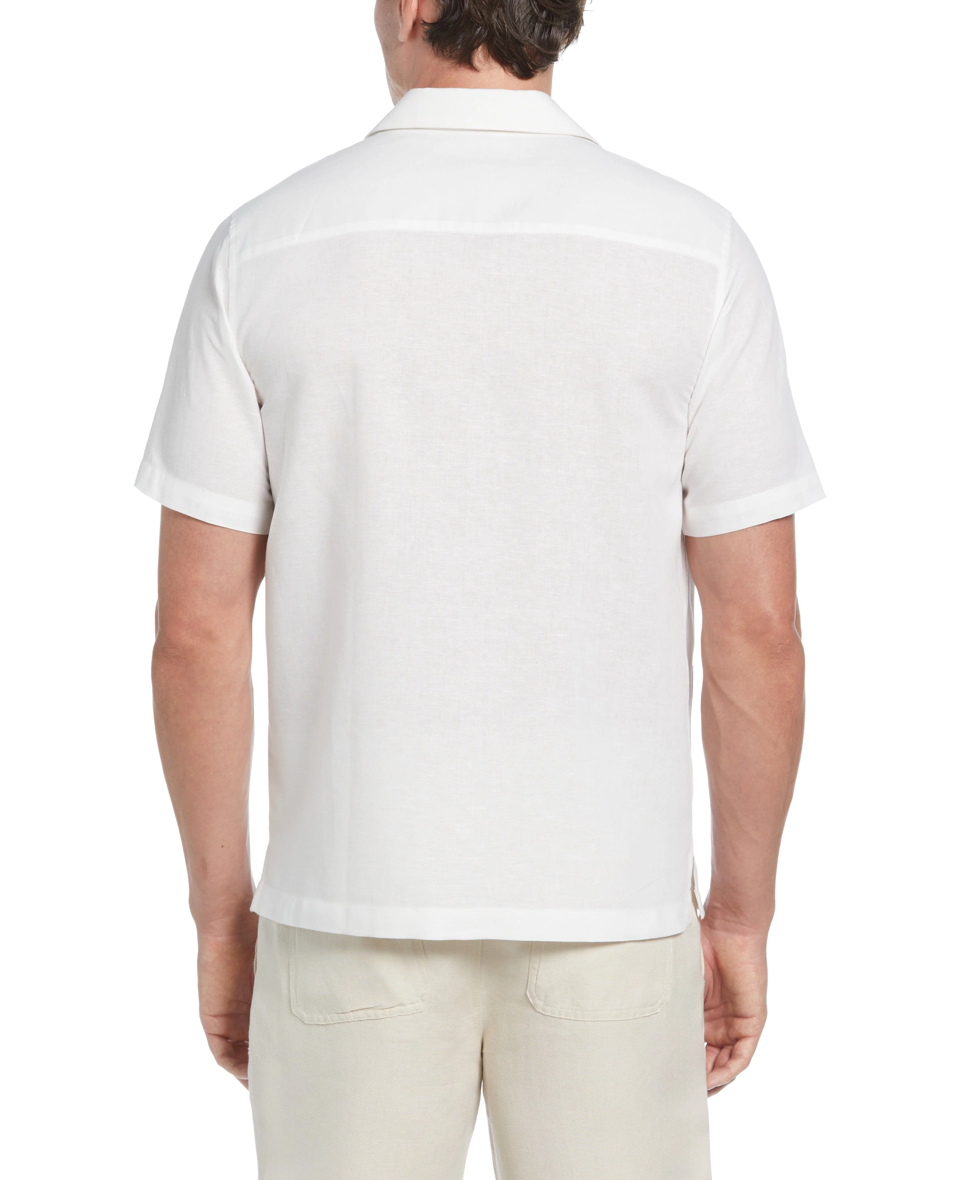 Linen-Blend Applique Panel Guayabera Shirt - Image 3