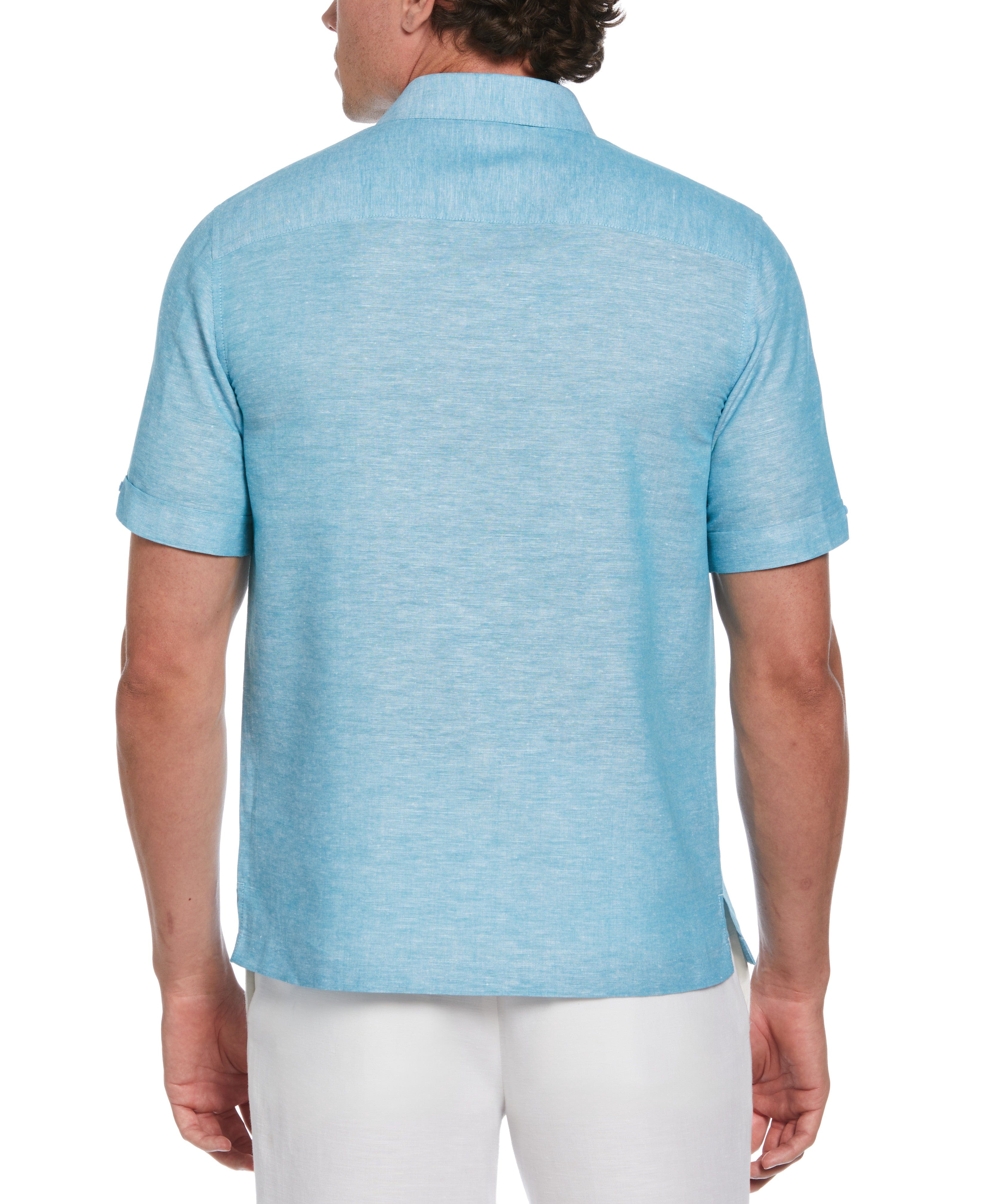 Linen Blend Argyle Embroidered Chambray Shirt - Image 3
