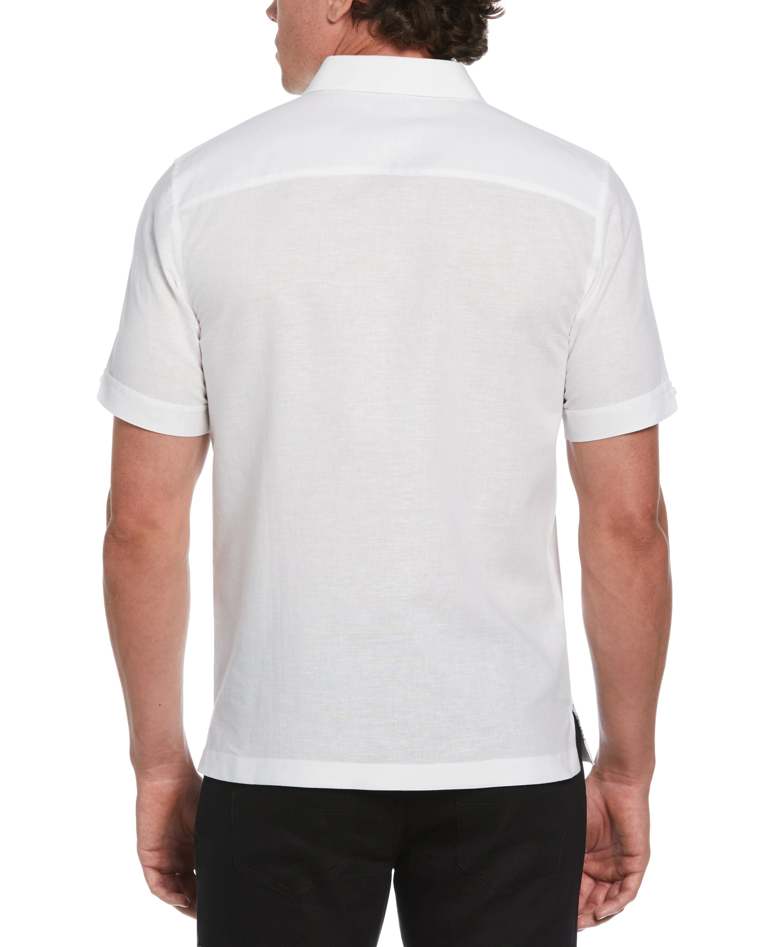 Linen Blend L-Shaped Deco Pattern Shirt - Image 2