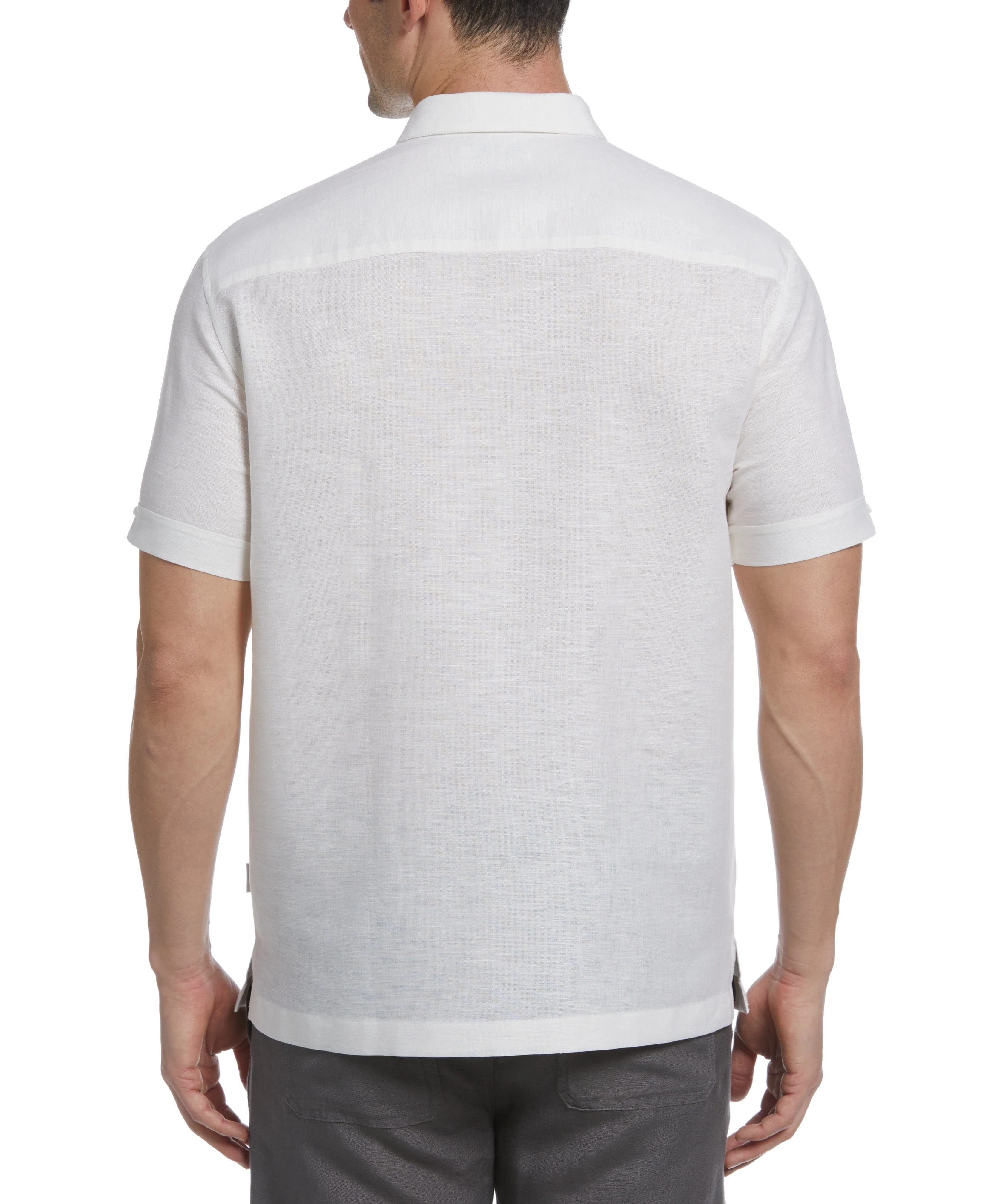 Linen Blend Yarn Dye Panel Shirt - Image 2